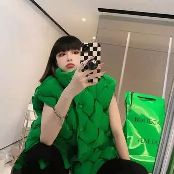 24 new woven down jackets, vests, personalized fashion, men s and women s same vest, Korean version of European goods, Dongdaemun tide S recommends 90-60kg зелёный