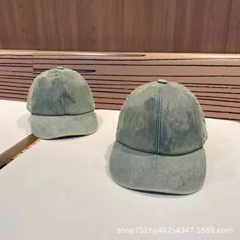 24 Новая бейсболка из выстиранного денима с принтом буквы L, дизайн в корейском британском стиле с изображением утконоса, чистый хлопок M (56-58cm)