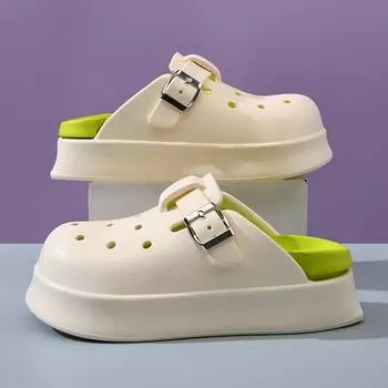 24 новые летние дырчатые туфли для девочек, из ЭВА, износостойкие, не пахнущие, с закрытой пяткой, модные универсальные шлепанцы 35-36