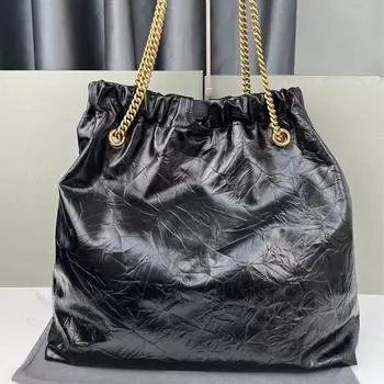 24 новых мешка для мусора Crush + большая вместимость, чехол из коровьей кожи с цепочкой и завязками, сумка-тоут через плечо 23.9x9.9x25.9cm чёрный