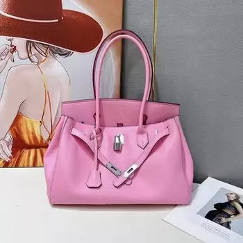 24 новых подлинных кожаных женских сумок верхний слой Swift кожа повседневная улучшенная имитация платиновой сумки одно плечо подмышка сумка + кросс-бордер 35x18x28cm светло-синий