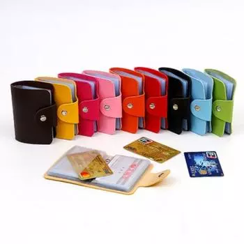 24 отделения для карт, мужской и женский кожаный держатель для кредитных карт, чехол для карт, кошелек для визиток красный