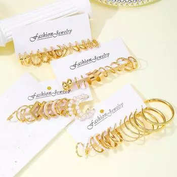 24 пары/компл. модные серьги с геометрическим капающим маслом и белыми краями, простые серебряные серьги для женщин, ювелирные аксессуары золотой