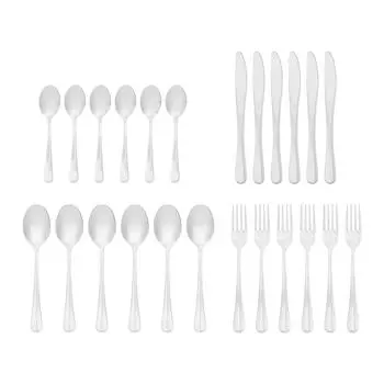 24 Piece Cutlery Set | 6 Tea Spoons, 6 Knives, 6 Spoons & 6 Forks | Mirror Finish, Stainless Steel