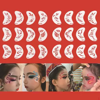 24 Pieces Face Paint Stencils Drawing Template Reusable for Makeup, Body Art Templates
