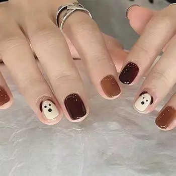 24 Pieces Simple new Merad Pacha dog autumn and winter manicure cute student jumping color short caramel wearing manicure