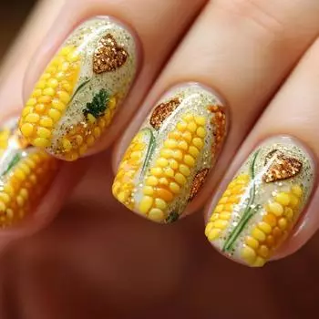 24 Pieces Spring and summer new popular corn yellow gorgeous wear nail fresh natural manicure fake nails