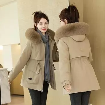 24 пирога для преодоления женской антисезонной одежды на хлопковой подкладке, зимней одежды на хлопковой подкладке со съемным вкладышем, утолщенных стеганых курток M [Recommended below 55kg]