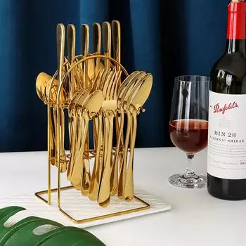 24 подарочных набора ложка и чайная ложка из нержавеющей стали, западная столовая посуда, вилка, простой элегантный 1010, основной обеденный нож, набор столовых приборов для кухни