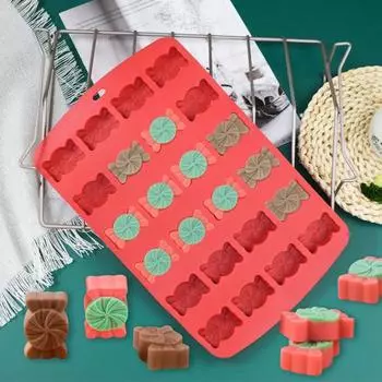 24 полости, форма для конфет, шоколада, антипригарная форма для рождественских конфет, снежинки, снеговика, торта, устойчивая к высоким температурам форма для печенья D