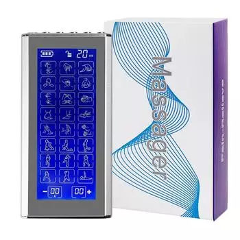 24 режима Eletric EMS tens Профессиональный физиотерапевтический массажер для тела Импульсный стимулятор мышц Электростимуляция Массаж Релаксация серебряный