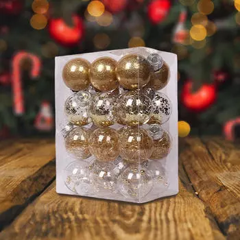 24 Рождественские шары Украшения Украшения Новинка Поделки Подвешивание для золотой
