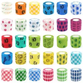 24 рулона эластичного бинта, клейкая самоклеящаяся повязка, многофункциональная нетканая ветеринарная лента, лента для оказания первой помощи для животных, домашних животных 2.5cm