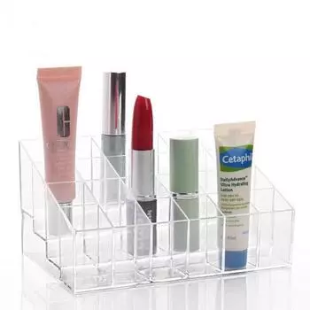 24 сетчатых трапециевидных прозрачных держателя для косметики, помады, лосьона, косметического органайзера