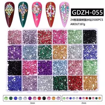 24 сетки для дизайна ногтей акриловые плоскодонные смоляные сверла для дизайна ногтей флуоресцентные сверла для AB-смолы аксессуары для украшений своими руками