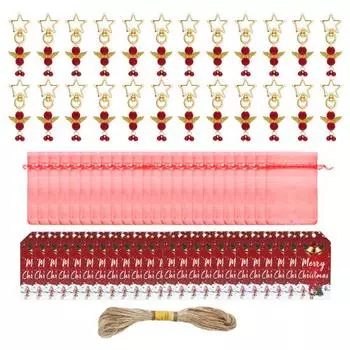24 Sets Christmas Angel Keychain Party Favors Angel Pendants with Organza Gift Bags And Thank You Tags for Wedding Xmas Party Guest Return Birthday A