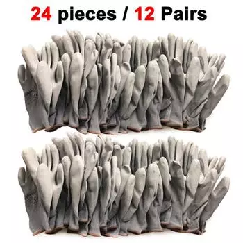 24 шт./12 пар NMSafety брендовые трикотажные красочные полиэстеровые нейлоновые перчатки из искусственной кожи с нитриловой резиной для рук, защитные рабочие перчатки для мужчин и женщин L