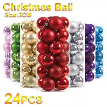 24 шт. 30 мм Рождественский елочный шар, безделушка, подвесное украшение для дома, украшение для вечеринки, елочные украшения, шары, подвесная подвеска для вечеринки Navidad 24PCS-1SET розовый