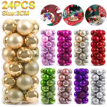 24 шт. 3 см елочные шары, елочные украшения, шары, рождественские подвески, елочные подвески, домашняя вечеринка, рождественская елка, декор, подарок на Новый год 24PCS-1SET розовый