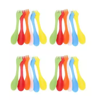 24 шт. 3 в 1 нож вилка ложка многофункциональный портативный пластиковый набор столовых приборов нож вилка для