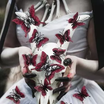 24 шт. 3D наклейки на стену в виде бабочек, жуткие украшения в виде бабочек на Хэллоуин, съемные наклейки на стену 24PCS чёрный