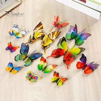 24 шт. 3D стикер на стену с бабочками, съемный, водостойкий, яркий, магнитный, с бабочками, настенный декор для украшения вечеринки разноцветный