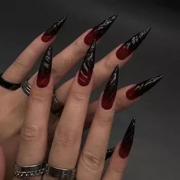 24 шт. 3D трехмерный Smudge Wearing Nail Super Long Tip Gradual Change Nail Press on Nails