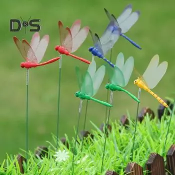 24 шт., 8,5 см, искусственная стрекоза, украшение для садового кола, устойчивое к атмосферным воздействиям, репеллент от мух, имитация шипа стрекозы, открытый длинный столб, 3D орнамент в виде стрекозы 8.5cm
