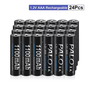 24 шт. AAA, 1100 мАч, NI-MH, 1,2 В, аккумуляторная батарея AAA, 3A, NI-MH аккумулятор для камеры, игрушек 24pcs чёрный
