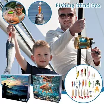24 шт Адвент-календарь Рыбалка Рождественский обратный отсчет, рыболовные снасти Адвент-календарь для рыбалки Взрослые мужчины Подростки Мальчики, Рождественский сюрприз-подарок One Size