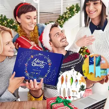 24 шт Адвент-календарь Рыбалка Рождественский обратный отсчет, рыболовные снасти Адвент-календарь для рыбалки Взрослые мужчины Подростки Мальчики, Рождественский сюрприз-подарок One Size