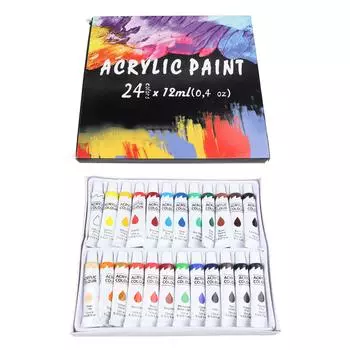 24 шт. акриловая краска 12 мл тюбик яркие цвета упакованы в коробку безопасный детский набор акриловых красок для детей