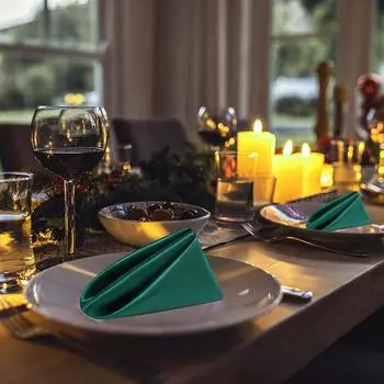 24 шт. атласных салфеток темно-зеленого цвета, квадратные, 12x12 дюймов, мягкие салфетки для стола, для романтической свадебной вечеринки, рождественского ужина, украшения
