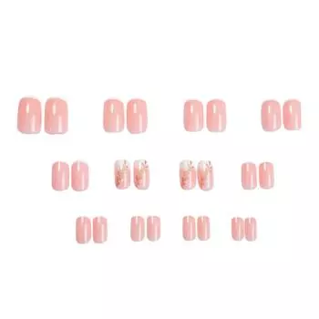 24 шт. Белые накладные ногти с французским кончиком, короткие квадратные, акриловые ногти пшеничного цвета, простые, с полным покрытием, на клеевой основе