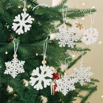 24 шт. Белые снежинки, украшения, деревянные снежинки, рождественские украшения для зимней домашней елки, гирлянды, рождественские украшения