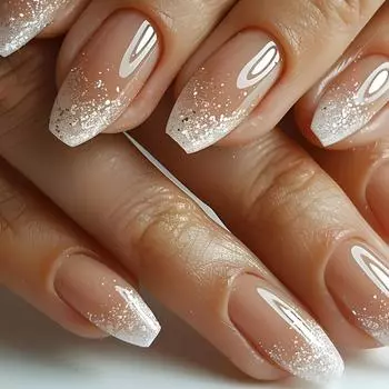 24 шт. блестящие розовые градиентные накладные ногти, носимые французские накладные ногти, короткие балетные накладные ногти, маникюрный декор 24pcs