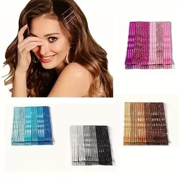 24 шт., блестящие заколки для волос, один зажим, красочные лаковые заколки для волос, металлические волнистые заколки для волос чёрный