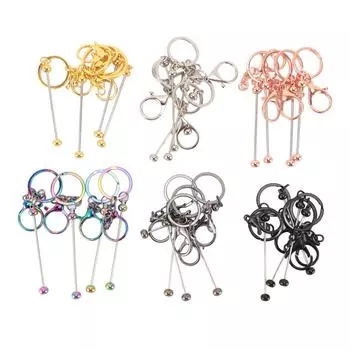 24 шт. брелок для ключей с бусинами 6 цветов металлические пустые полоски для ключей сумка рюкзак кошелек