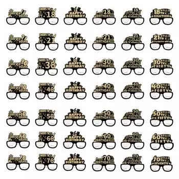 24 шт. бумажные очки, украшения для очков на день рождения, 18, 21, 30, 40, 50, 60, 70-летие, реквизит для фотосессии, очки унисекс One Size G