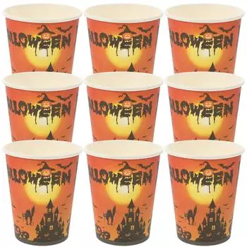24 шт. бумажных стаканчиков для вечеринки на Хэллоуин (24 Чашки) Столовые приборы Набор столовых приборов Костюм Столовая посуда Тематические принадлежности
