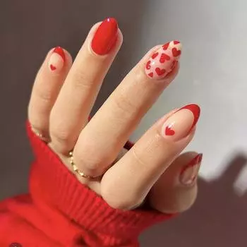 24 шт. День святого Валентина Френч Красный Ношение ногтей Любовь Nail Art Fake Nails
