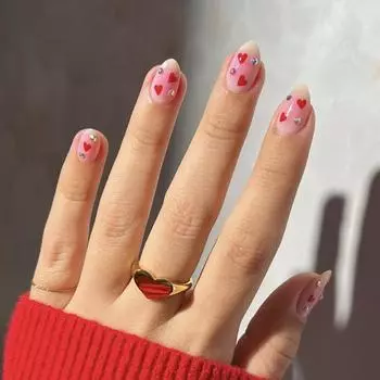 24 шт. День святого Валентина Love Wear Nail Blush Smudge Nail Art Короткие накладные ногти Almond Flash Diamond Wear Nail Piece