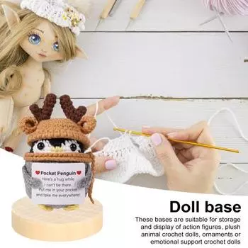 24 шт. деревянная подставка для кукол, двойной набор с одним штифтом, 1,57 дюйма, держатель для мини-кукол, поддерживающий фигурку, мягкая игрушка для валяния, вязаная 1 Set