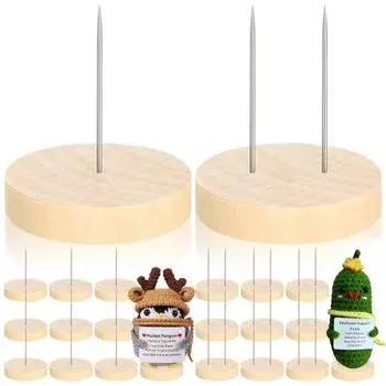 24 шт. деревянная подставка для кукол, двойной одинарный штифт, набор оснований, 1,57 дюйма, держатель для мини-кукол, поддерживающий игрушку-фигурку, мягкая игрушка-животное 1 Set