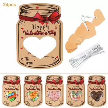 24 шт. Детские открытки на День святого Валентина, держатели для конфет для вечеринок, классные принадлежности