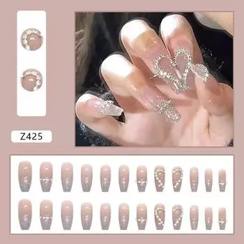 24 шт. Длинные балетные ногти с постепенным изменением блеска Love Diamond Wearing Nail Piece Nail Art