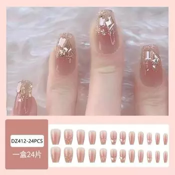 24 шт. Длинные накладные ногти Накладные ногти Блестящие маникюрные патчи для ногтей 10 мл One Size