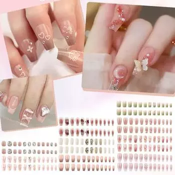 24 шт. Длинные накладные ногти Накладные ногти Блестящие маникюрные патчи для ногтей 10 мл One Size