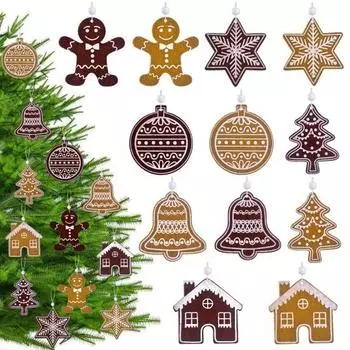 24 шт. фетровые елочные украшения пряничный человечек снежинка колокольчики украшения Рождество