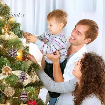 24 шт. фетровых украшений на елку, пряничный человечек, снежинка, колокольчики, рождественские украшения из фетра для зимней праздничной вечеринки 24PCS